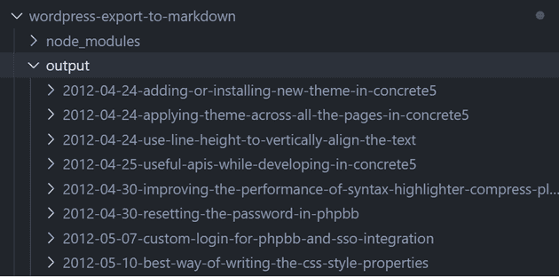 wordpress export to markdown output